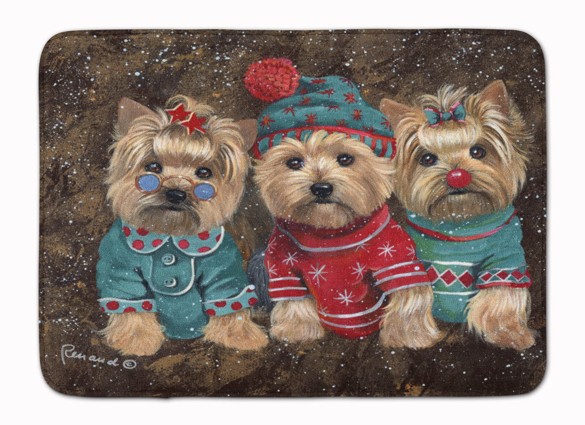 Yorkshire Terrier Yorkie Christmas Elves Machine Washable Memory Foam Mat PPP3291RUG - the-store.com
