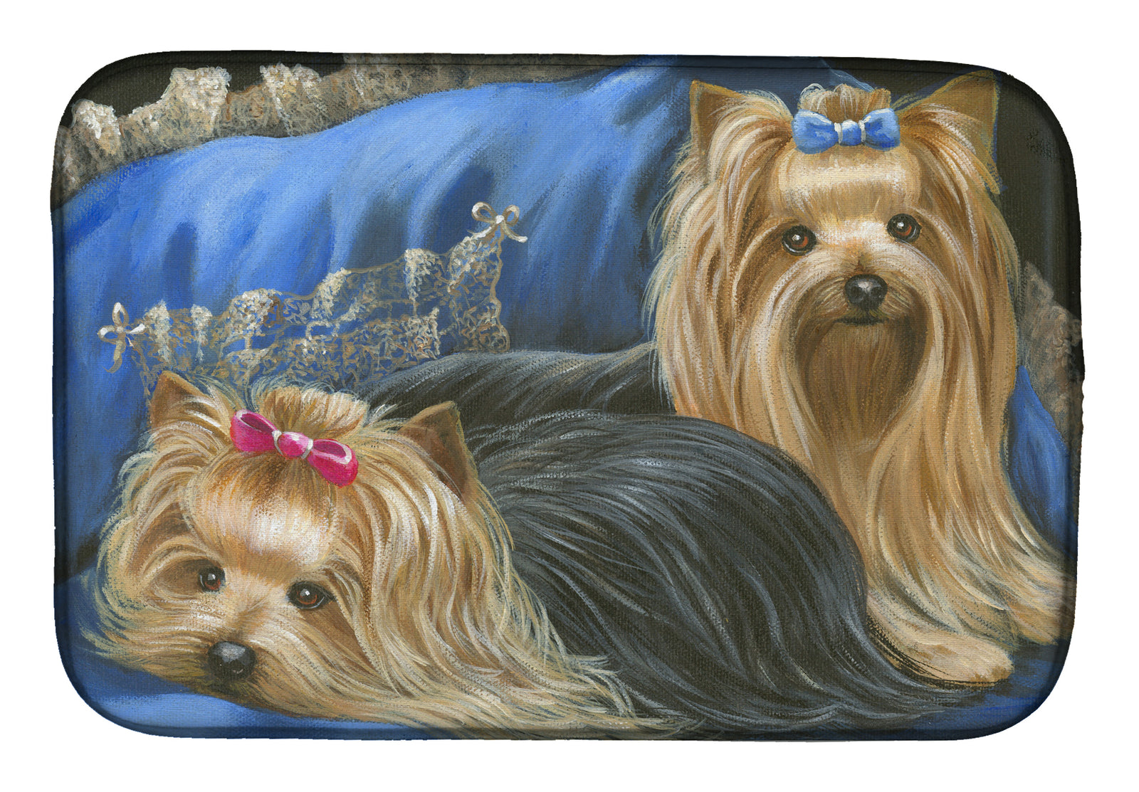 Yorkshire Terrier Yorkie Satin and Lace Dish Drying Mat PPP3293DDM