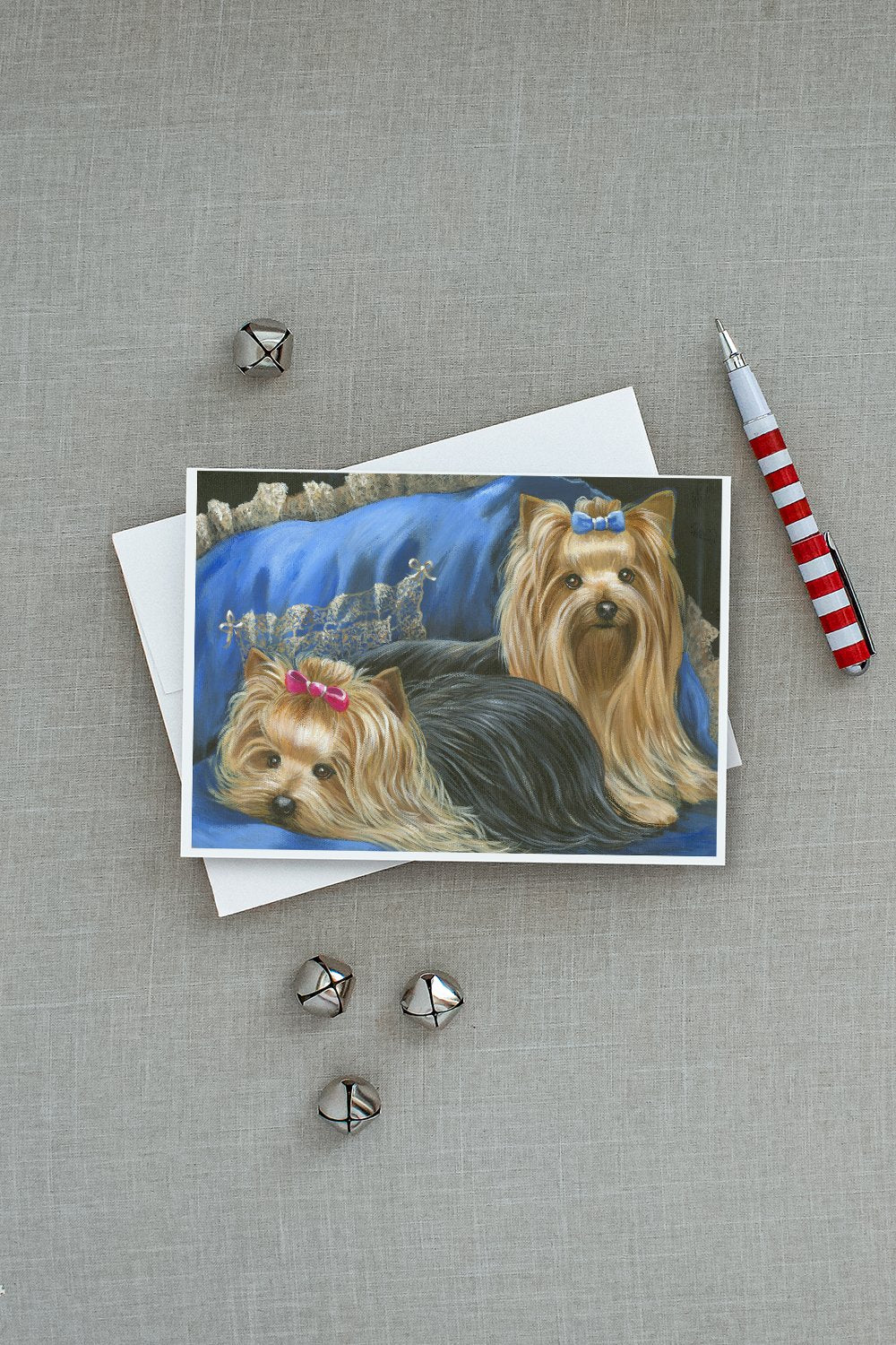 Yorkshire Terrier Yorkie Satin and Lace Greeting Cards and Envelopes Pack of 8 - the-store.com