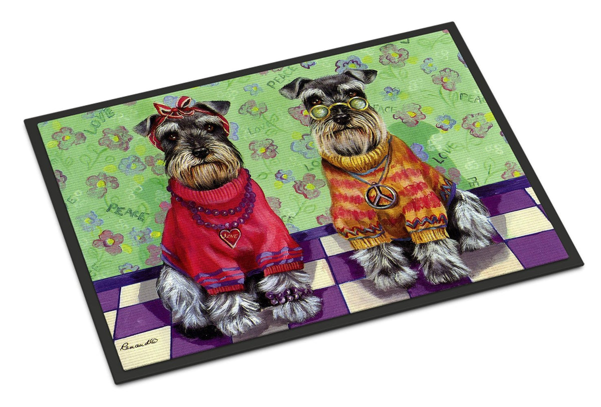 Schnauzer Love and Peace Indoor or Outdoor Mat 24x36 PPP3333JMAT by Caroline&#39;s Treasures