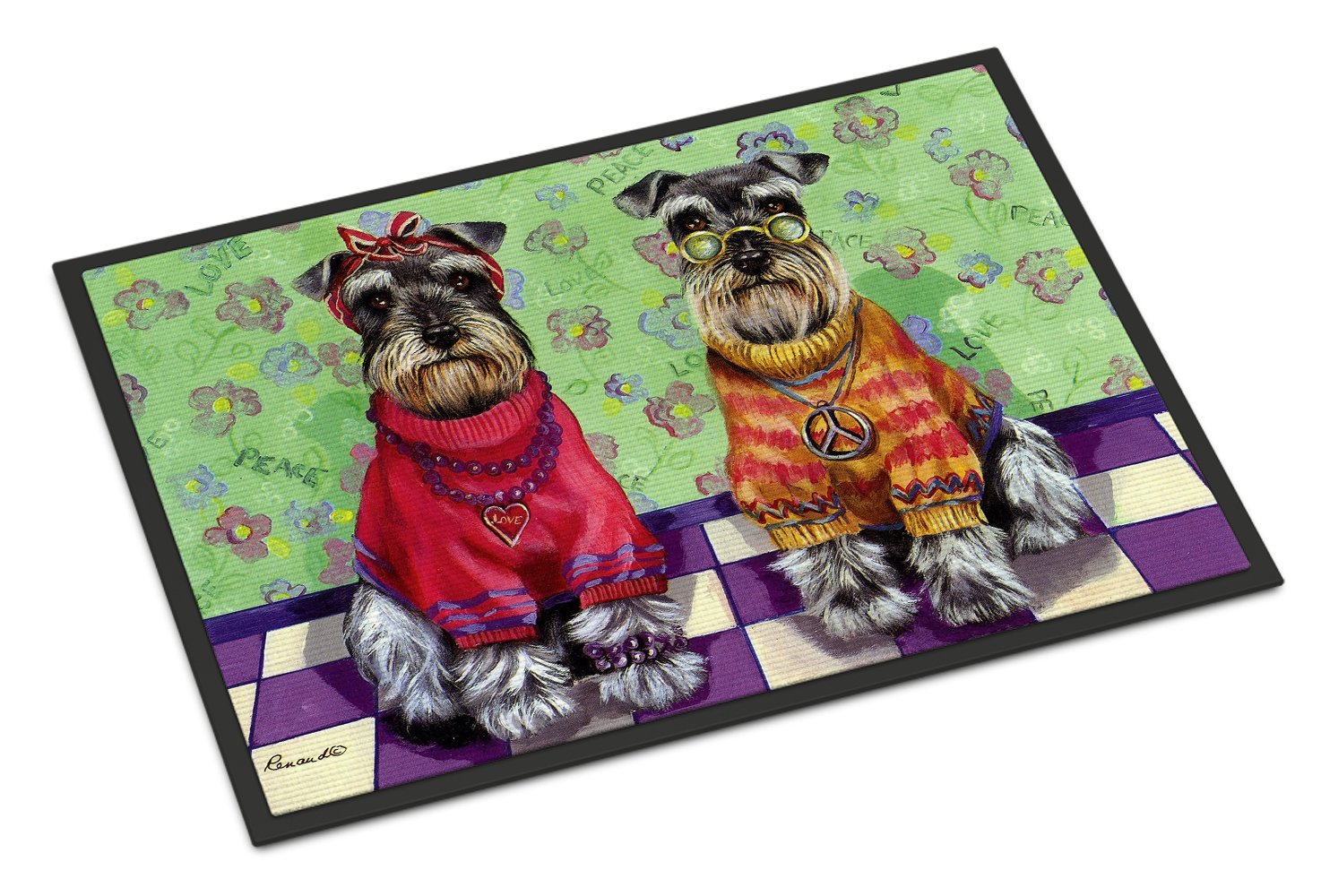 Schnauzer Love and Peace Indoor or Outdoor Mat 24x36 PPP3333JMAT by Caroline's Treasures