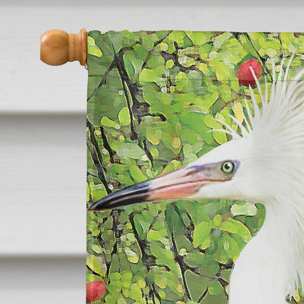 Snowy Egret Under Plum Tree Flag Canvas House Size PRS4002CHF