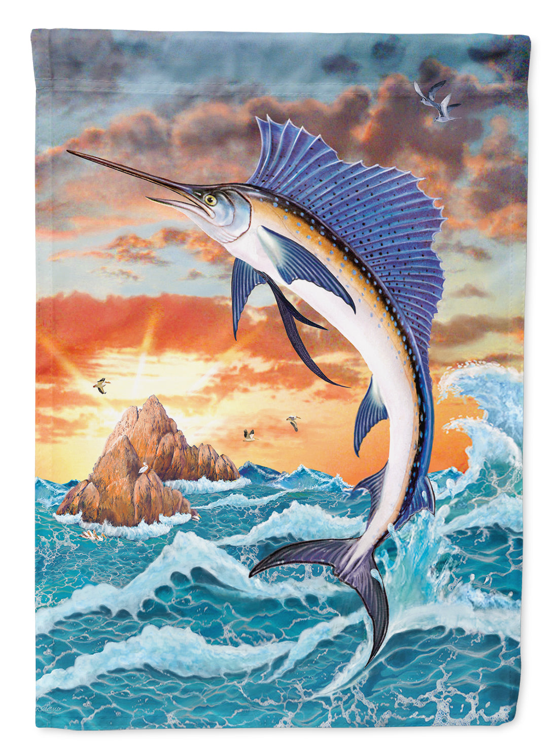 Sailfish at Sunset Flag Canvas House Size PRS4004CHF  the-store.com.
