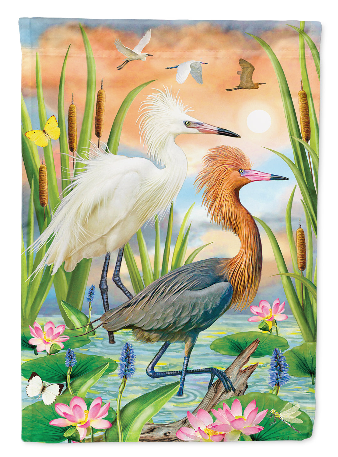 Reddish Heron Two Phases Flag Canvas House Size PRS4006CHF