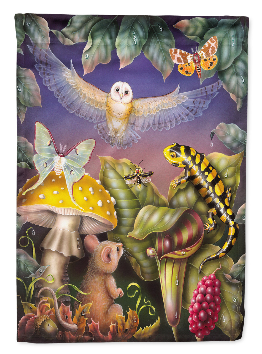 Night Owl, Iguana, Butterfles Flag Canvas House Size PRS4008CHF