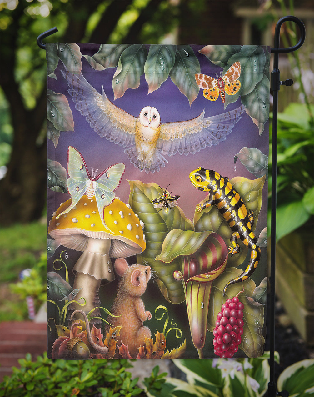 Night Owl, Iguana, Butterfles Flag Garden Size PRS4008GF