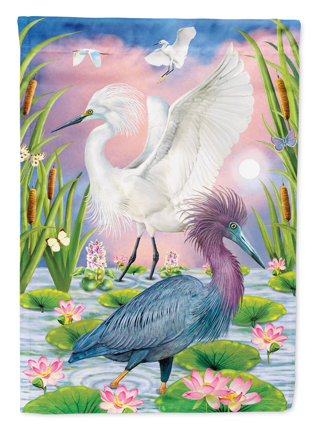 Little Blue And Snowy Heron Flag Canvas House Size PRS4010CHF