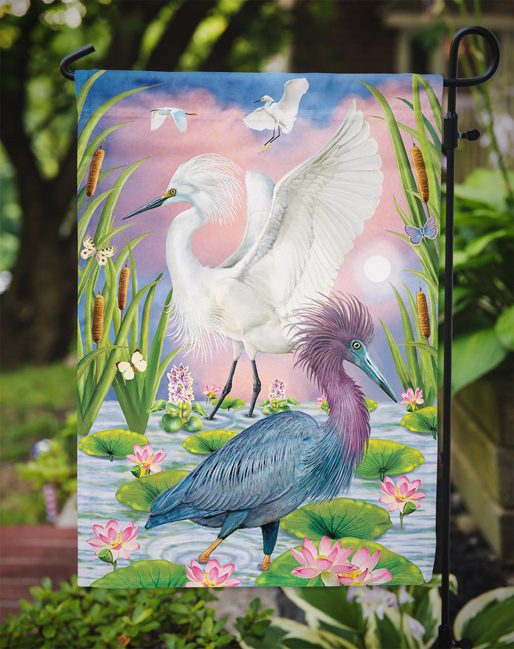 Little Blue And Snowy Heron Flag Garden Size PRS4010GF  the-store.com.