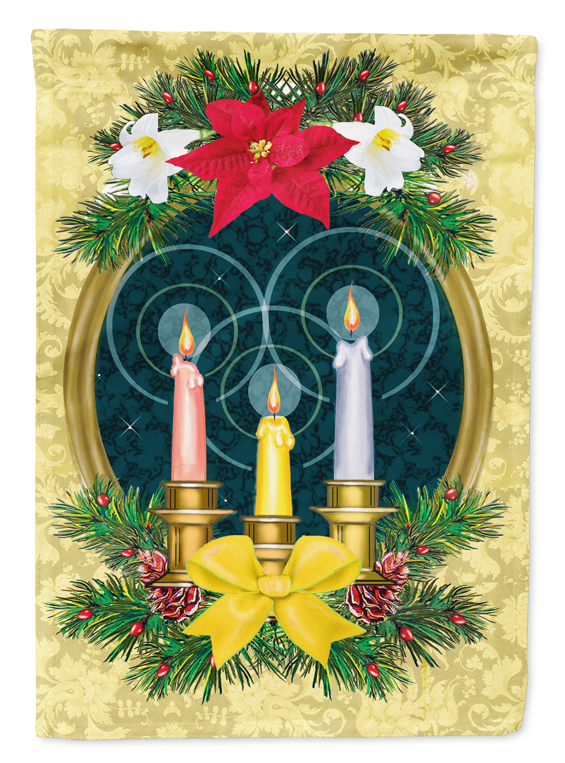 Holy Night Christmas Candle Wreath Flag Canvas House Size PRS4012CHF  the-store.com.
