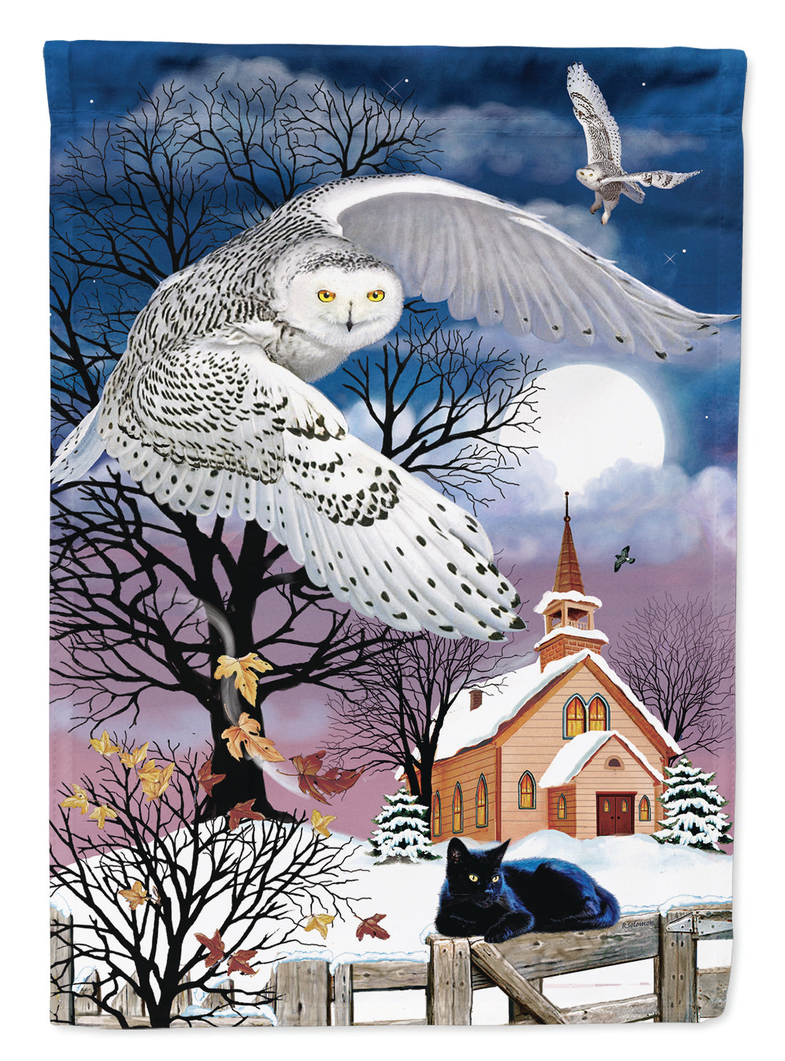 Owl Halloween Moon Flag Canvas House Size PRS4013CHF  the-store.com.