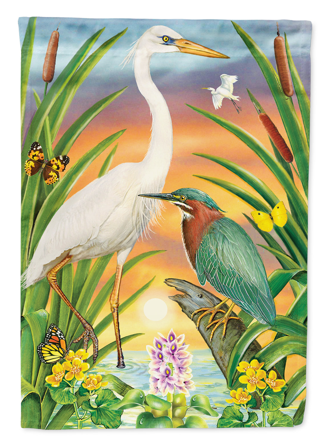Green And White Herons Flag Canvas House Size PRS4014CHF  the-store.com.