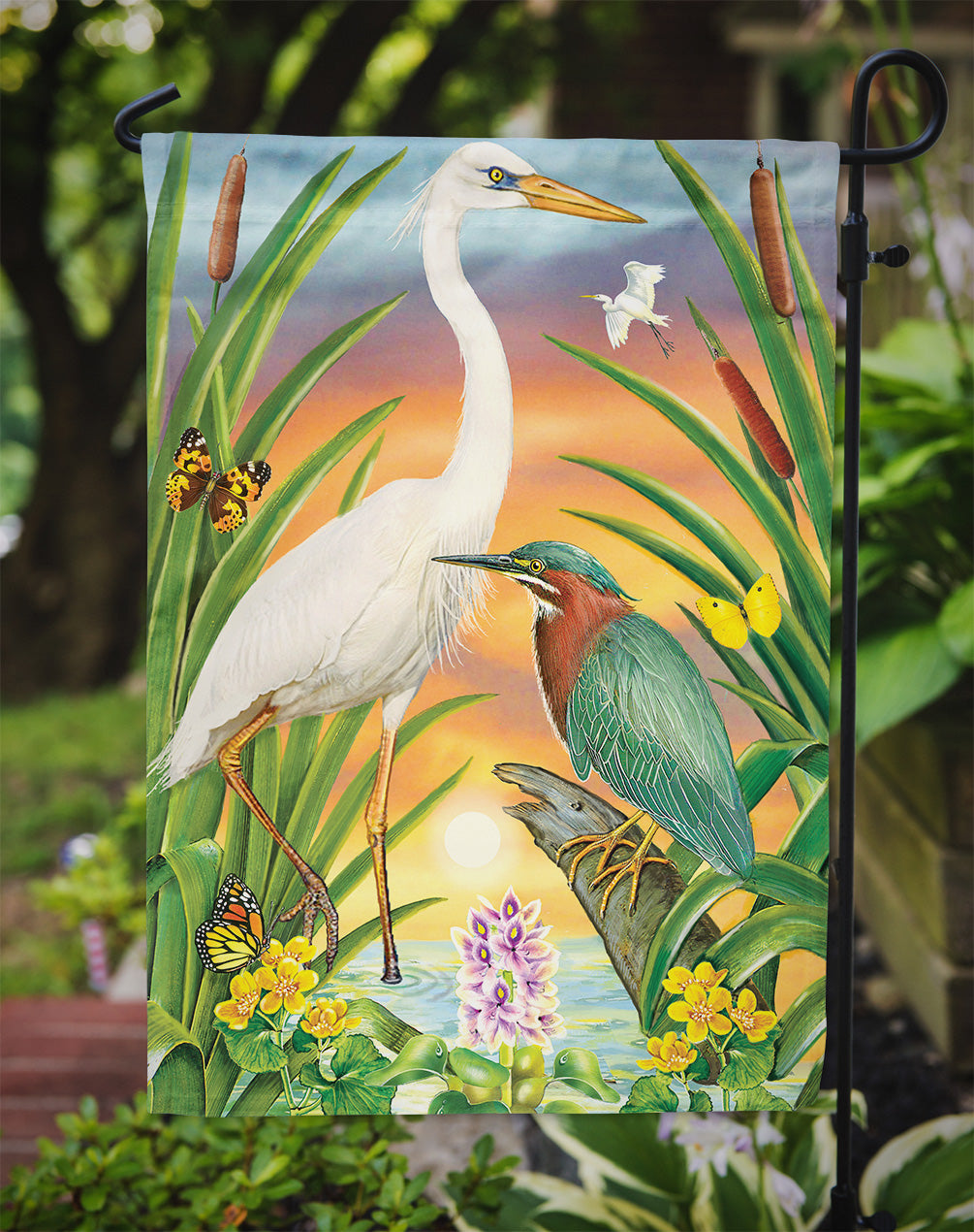 Green And White Herons Flag Garden Size PRS4014GF