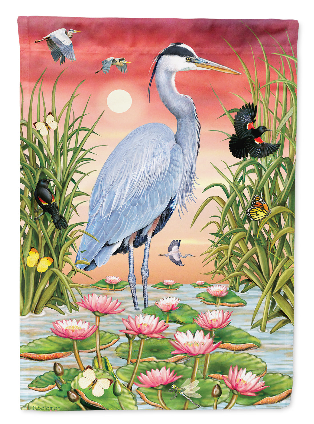 Great Blue Heron Flag Canvas House Size PRS4015CHF