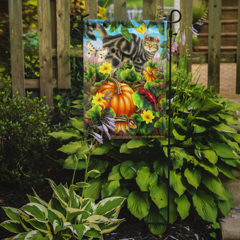 Cat Fuzzy in the Pumpkin Patch Flag Garden Size PRS4016GF