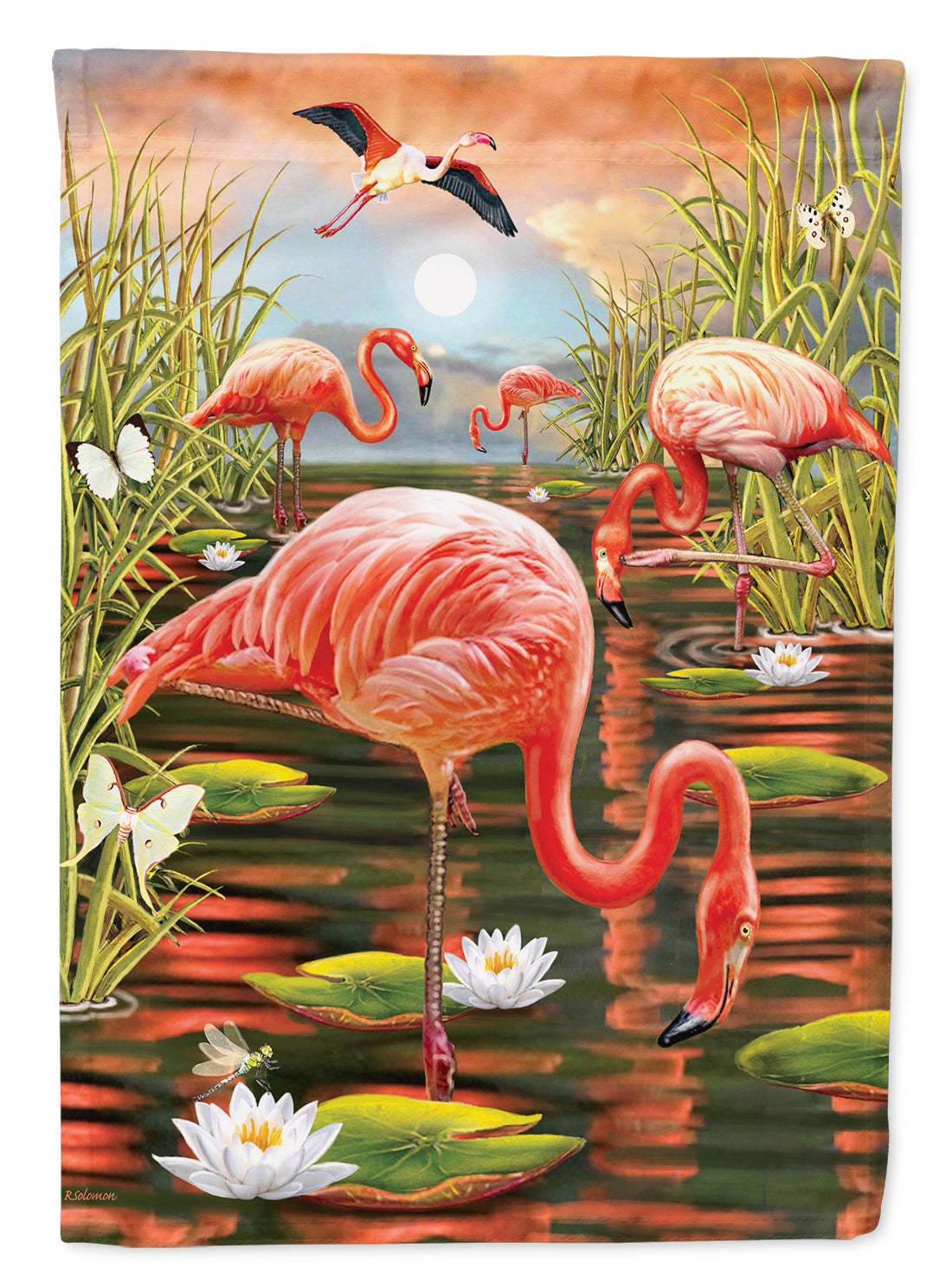 Flamingos Everywhere Flag Canvas House Size PRS4017CHF