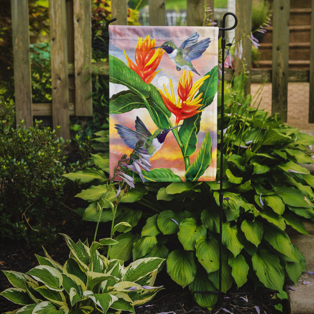 Caroline's Treasures Black Chinned Hummingbirds Golden Heliconia Garden Flag – Decorative Outdoor Yard Flag PRS4021GF