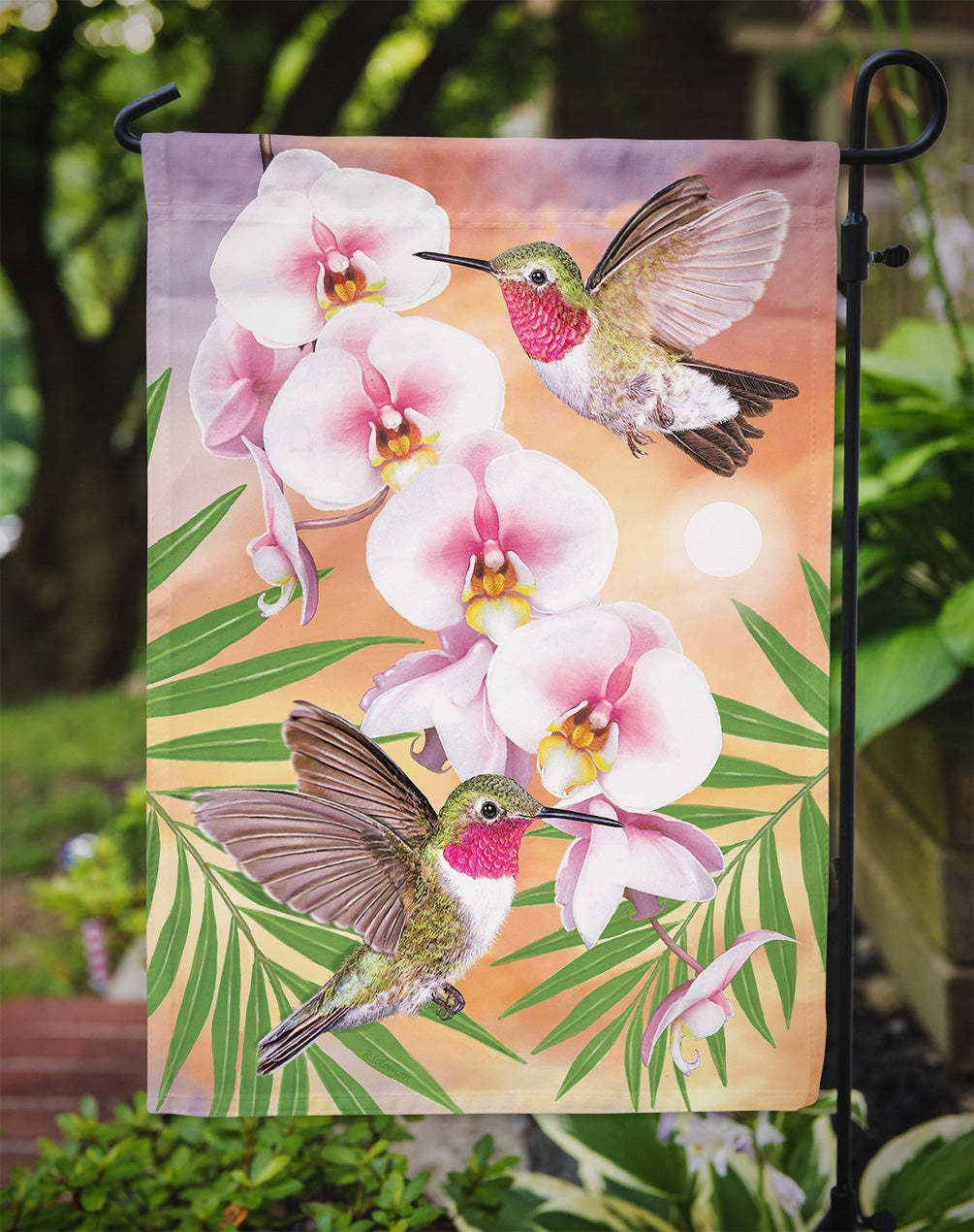 Anna's Hummingbirds Phalaenopsis Flag Garden Size PRS4023GF