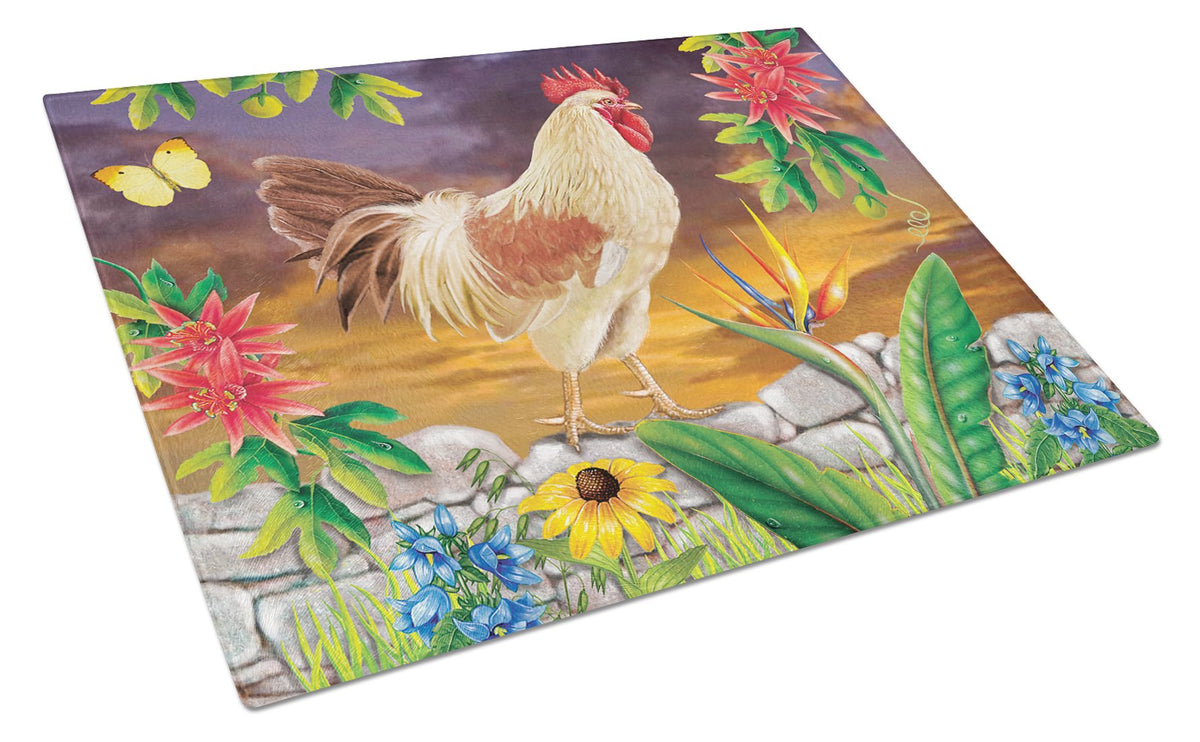 White Rooster Glass Cutting Board Large PRS4025LCB by Caroline&#39;s Treasures