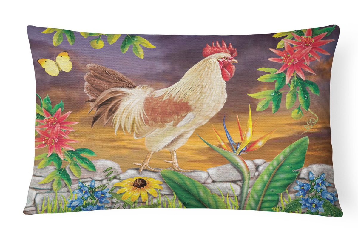 White Rooster Canvas Fabric Decorative Pillow PRS4025PW1216 by Caroline&#39;s Treasures
