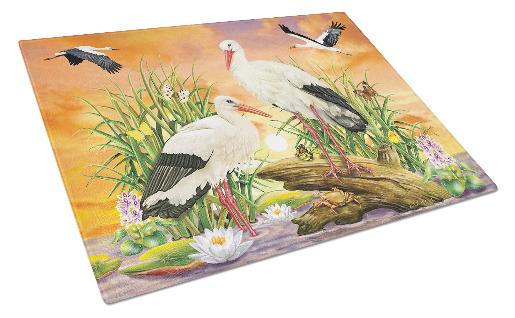 Storks Glass Cutting Board Large PRS4026LCB by Caroline's Treasures
