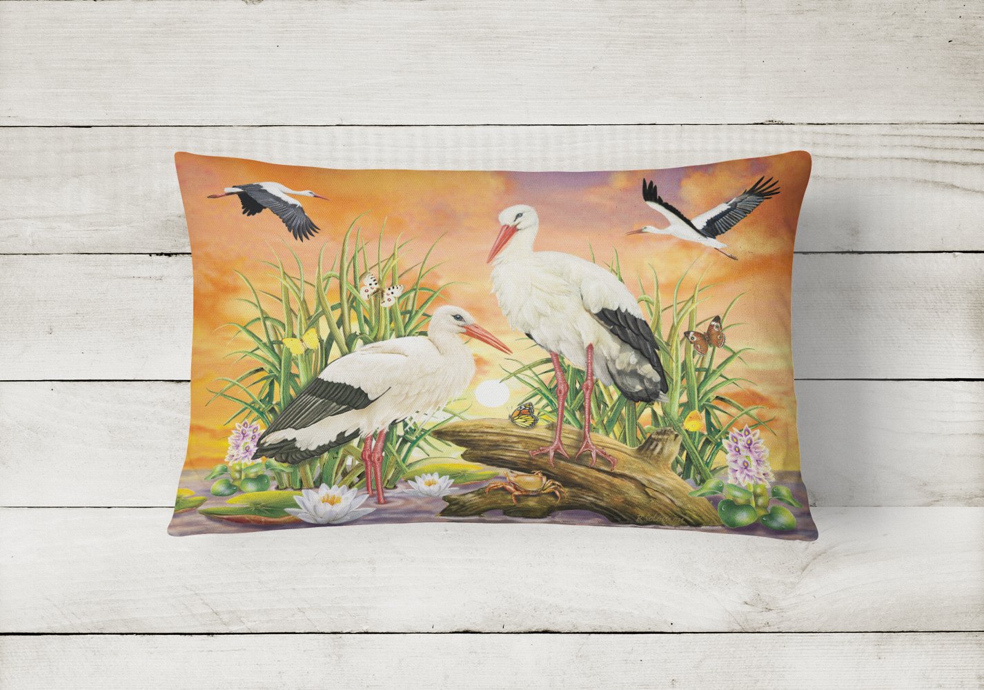 Storks Canvas Fabric Decorative Pillow PRS4026PW1216 by Caroline's Treasures