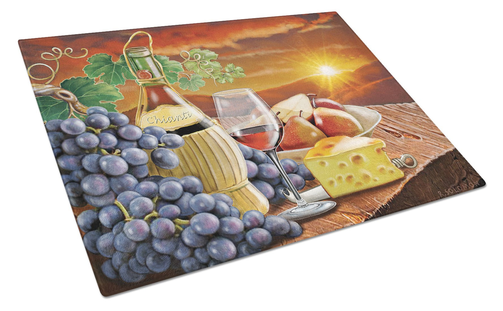 Chianti, Pears, Wine and Cheese Glass Cutting Board Large PRS4029LCB by Caroline's Treasures