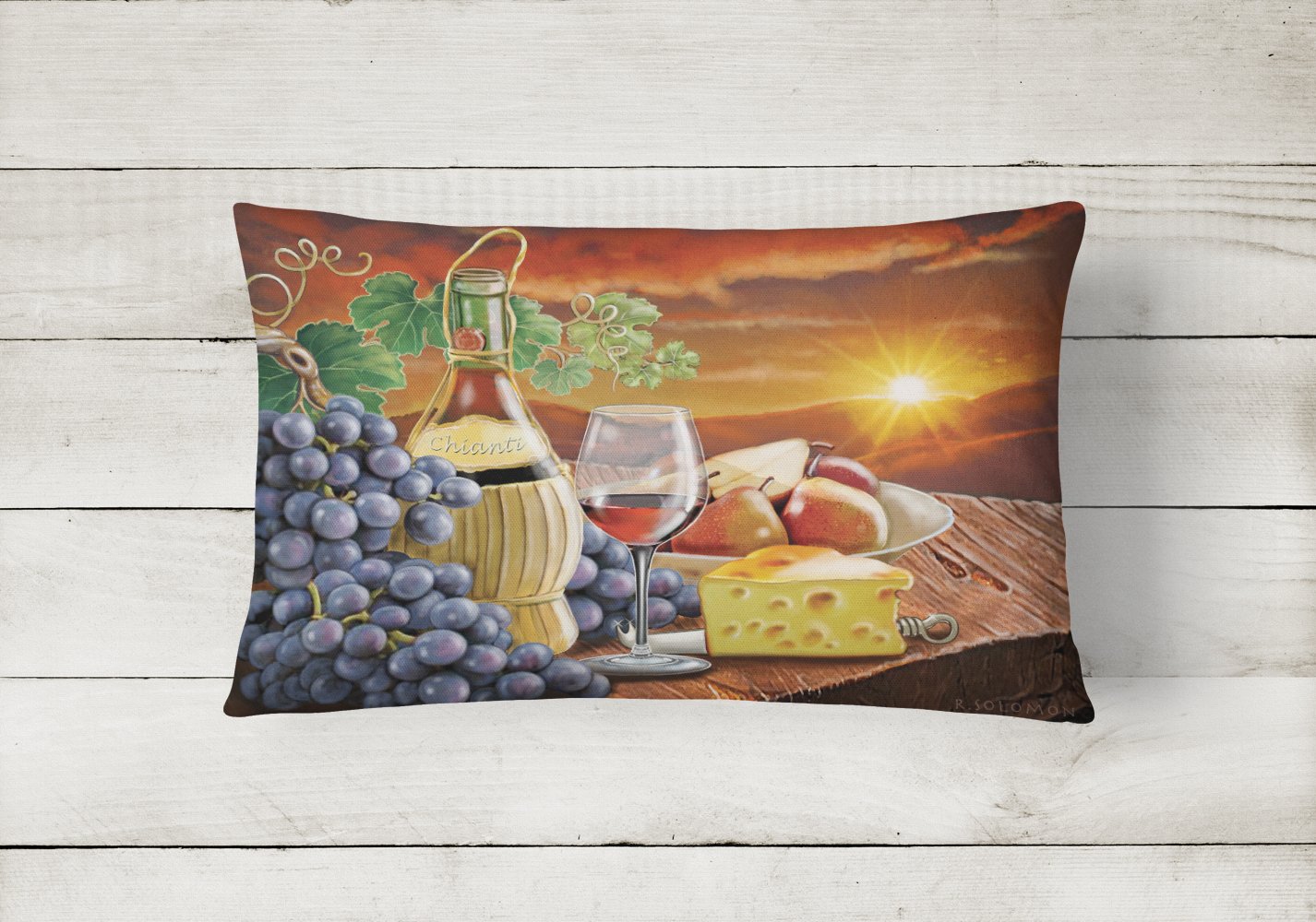 Chianti, Pears, Wine and Cheese Canvas Fabric Decorative Pillow PRS4029PW1216 by Caroline's Treasures