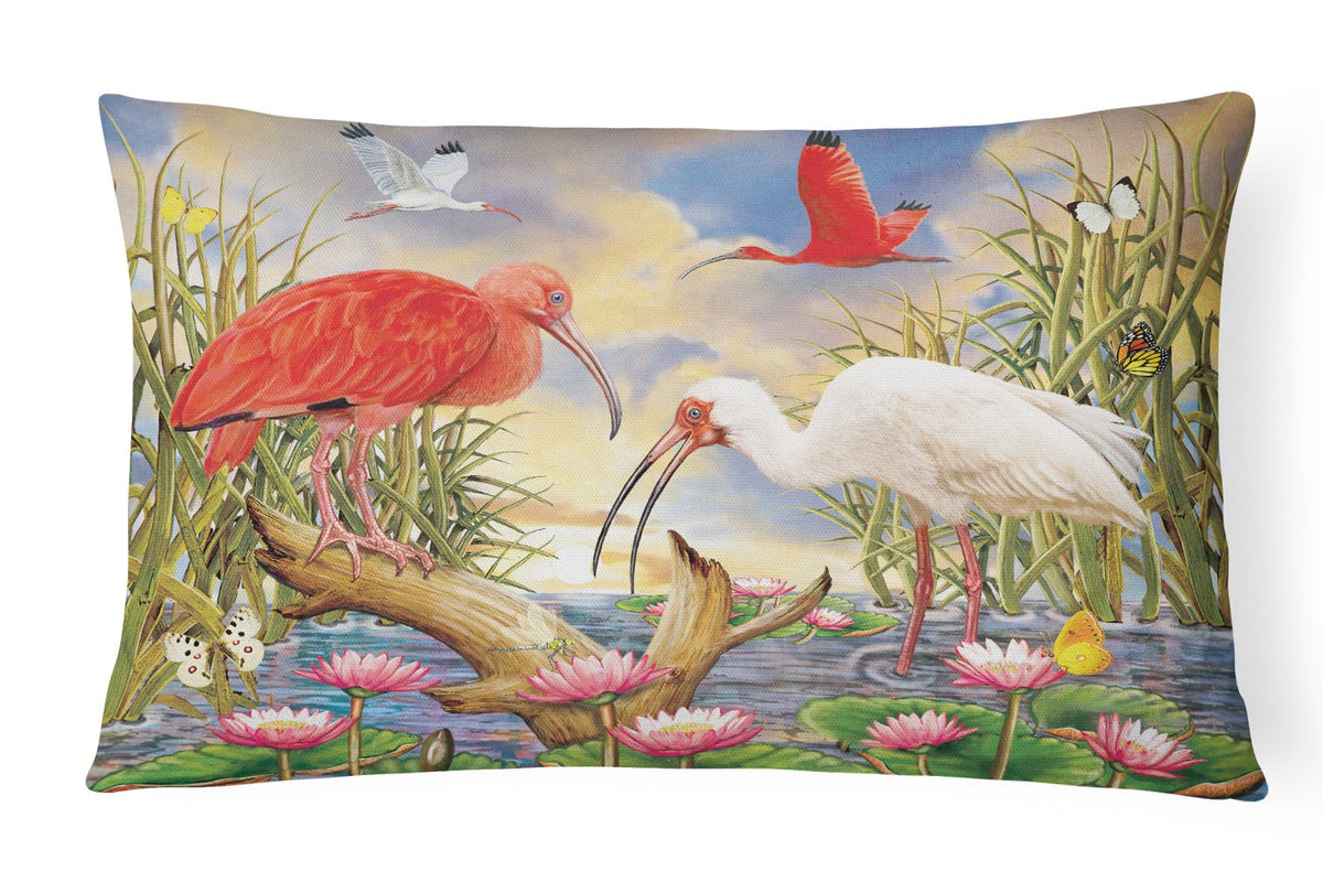Scarlet And White Ibis Canvas Fabric Decorative Pillow PRS4033PW1216 by Caroline&#39;s Treasures