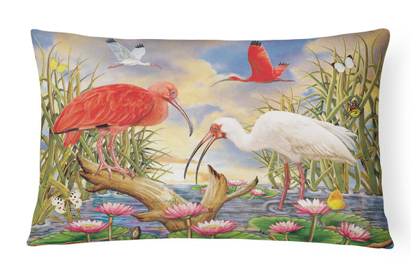 Scarlet And White Ibis Canvas Fabric Decorative Pillow PRS4033PW1216 by Caroline's Treasures