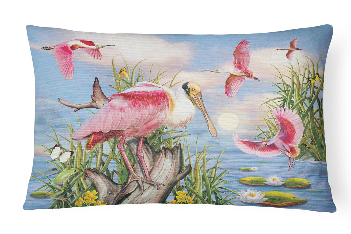 Roseate Spoonbill Canvas Fabric Decorative Pillow PRS4036PW1216 by Caroline&#39;s Treasures