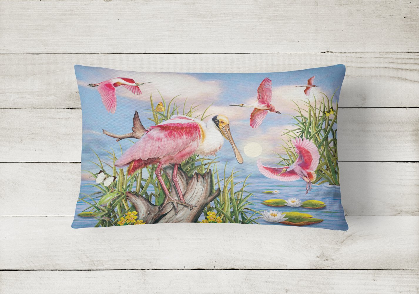 Roseate Spoonbill Canvas Fabric Decorative Pillow PRS4036PW1216 by Caroline's Treasures