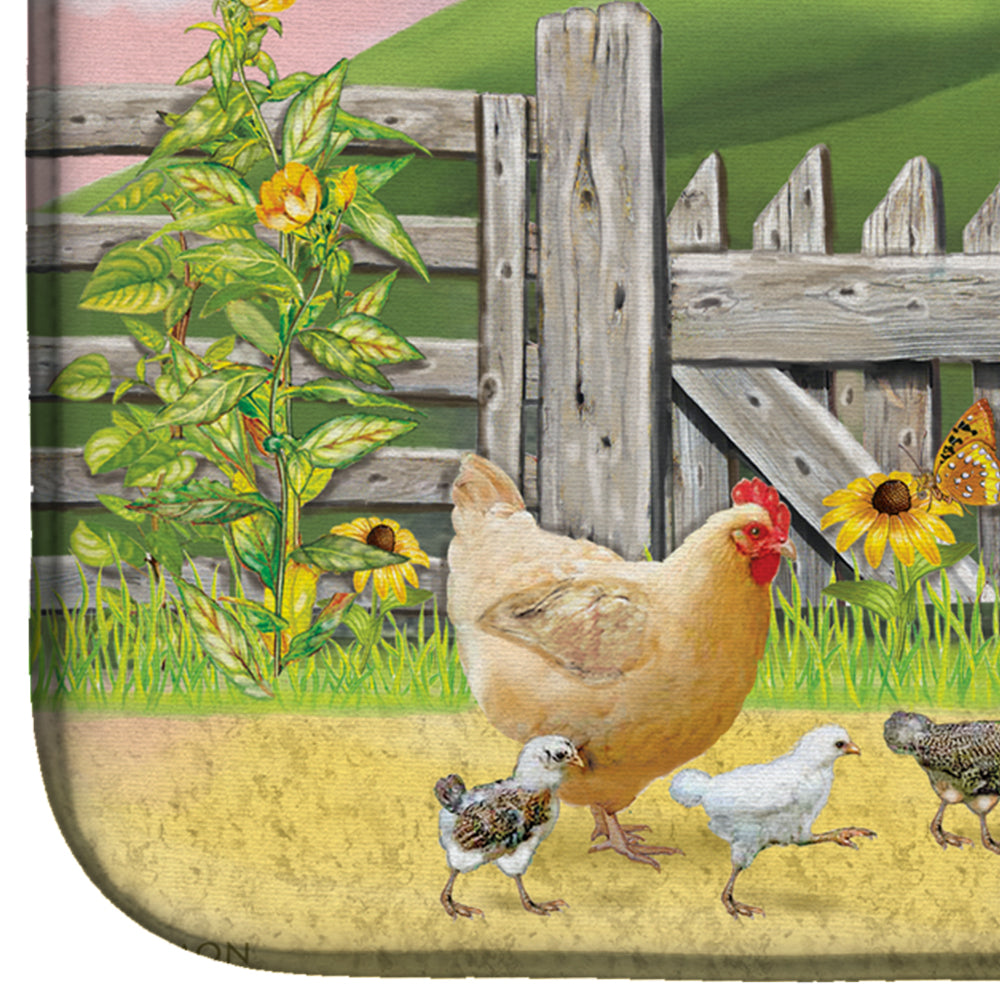 Rooster On Fence Dish Drying Mat PRS4037DDM  the-store.com.