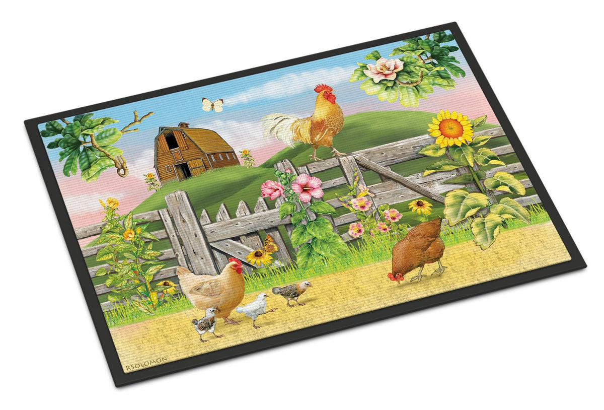 Rooster On Fence Indoor or Outdoor Mat 24x36 PRS4037JMAT by Caroline&#39;s Treasures