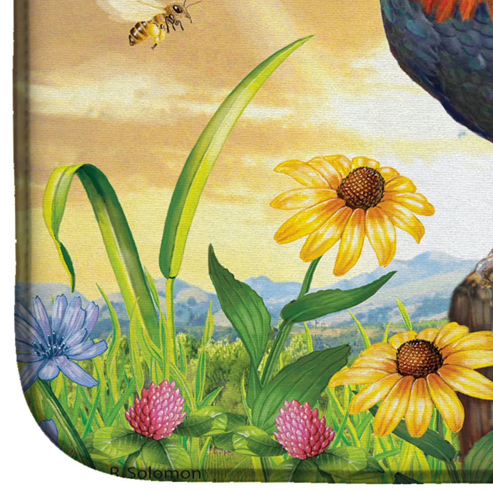 Rooster At Dawn Dish Drying Mat PRS4038DDM