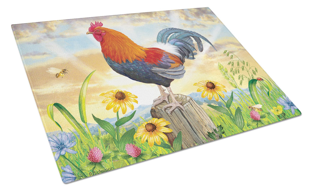 Rooster At Dawn Glass Cutting Board Large PRS4038LCB by Caroline&#39;s Treasures