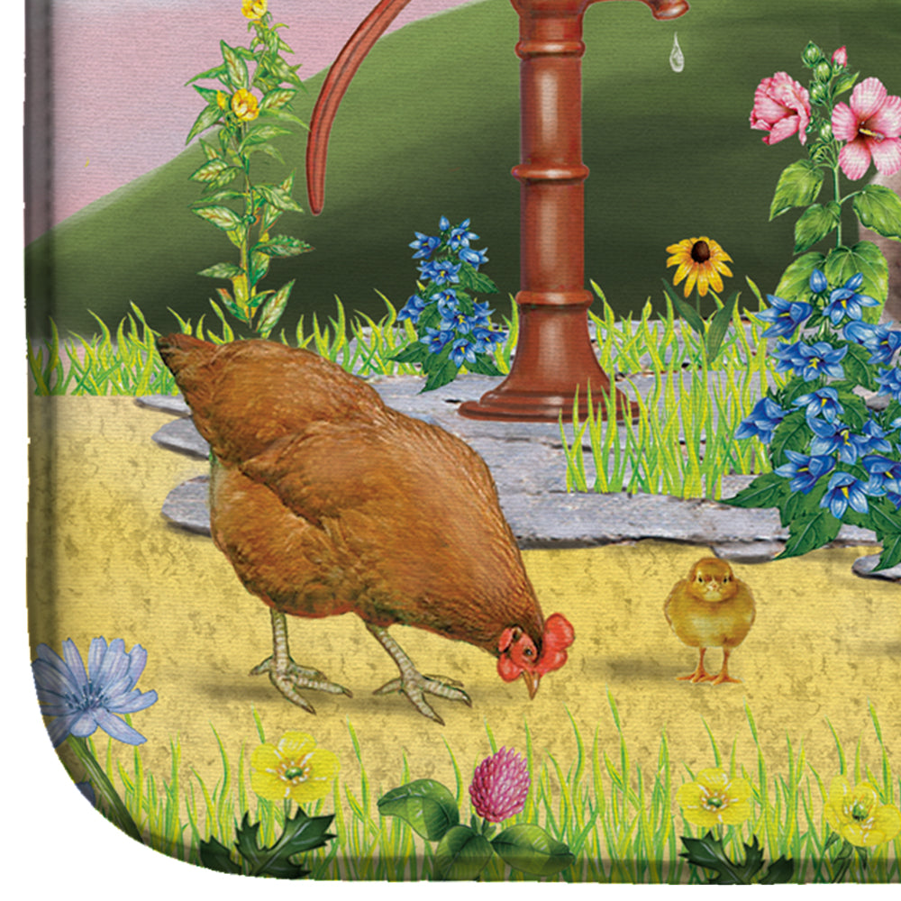 Rooster And Water Pump Dish Drying Mat PRS4039DDM