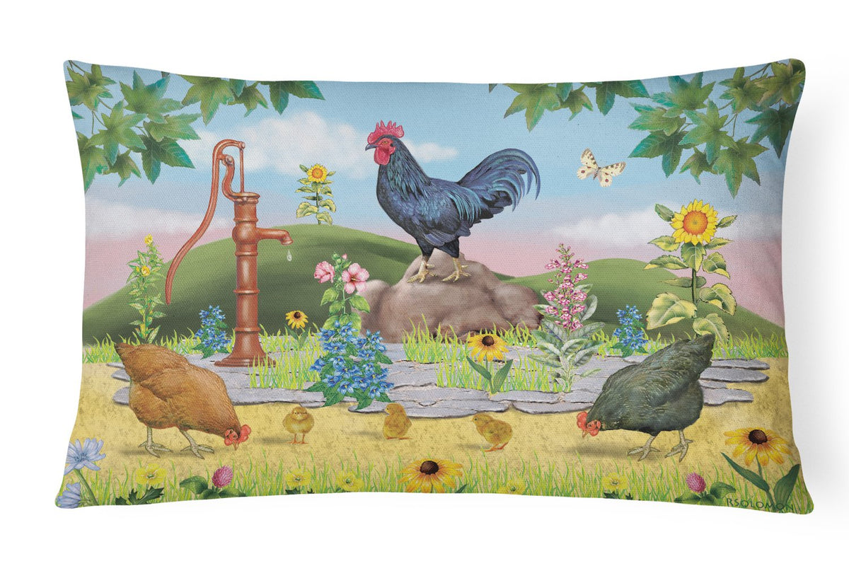 Rooster And Water Pump Canvas Fabric Decorative Pillow PRS4039PW1216 by Caroline&#39;s Treasures