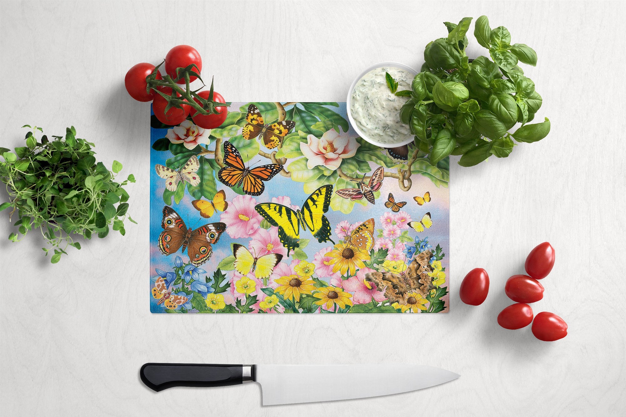 North American Butterflies Glass Cutting Board Large PRS4043LCB by Caroline's Treasures