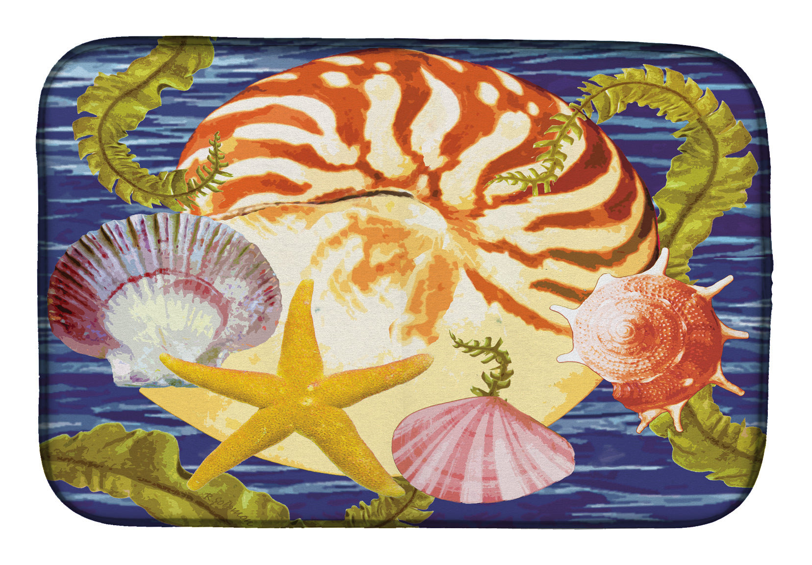 Nautilus And Gulf And Sundial Dish Drying Mat PRS4044DDM  the-store.com.