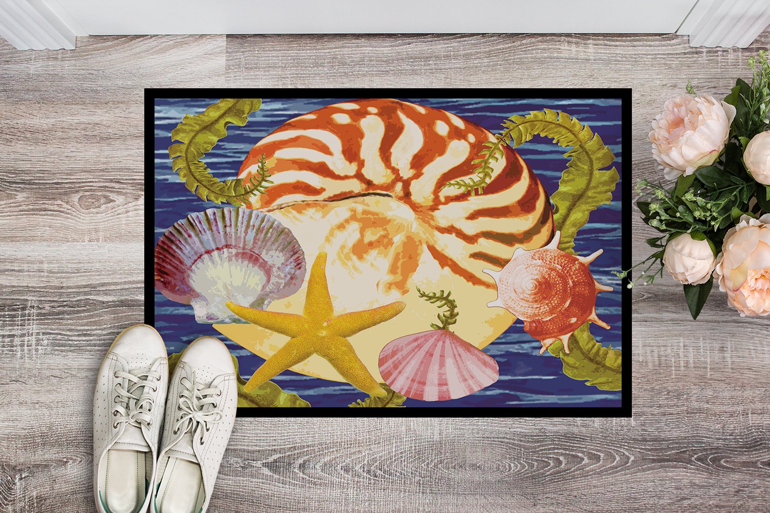 Nautilus And Gulf And Sundial Indoor or Outdoor Mat 24x36 PRS4044JMAT by Caroline's Treasures