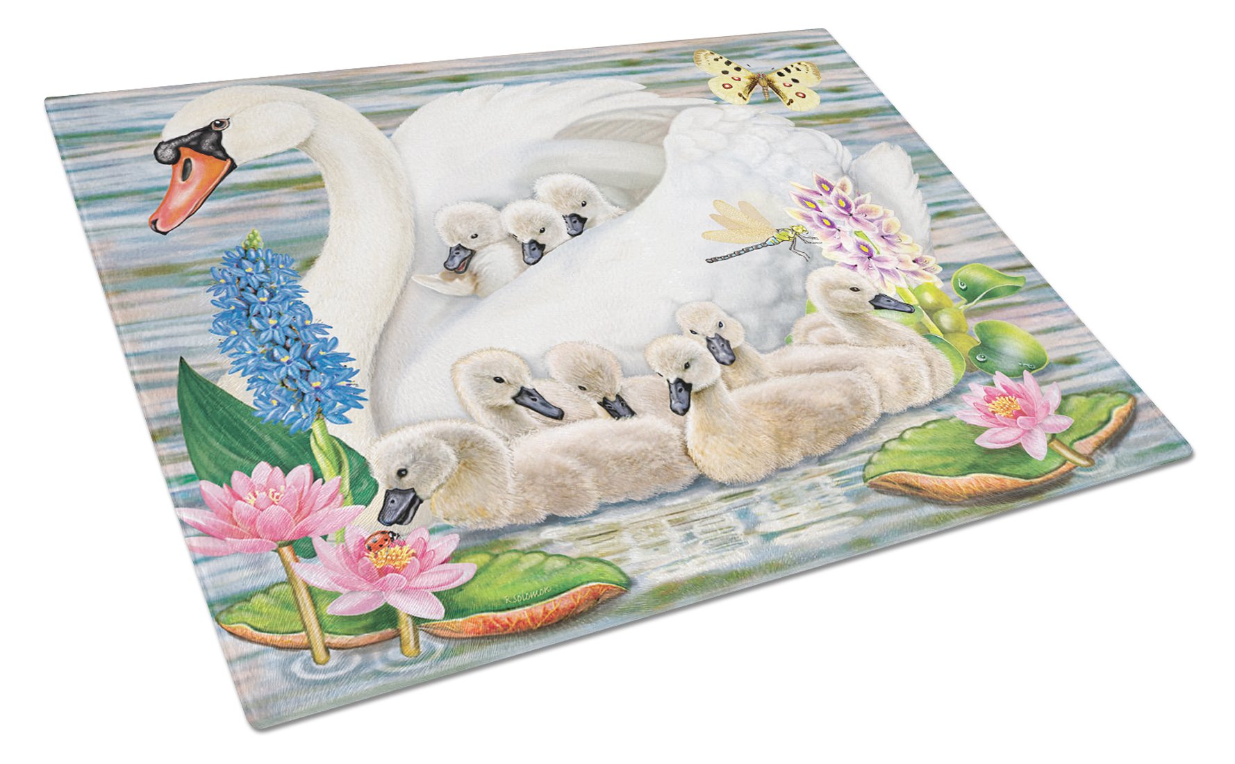 Mother Swan Glass Cutting Board Large PRS4045LCB by Caroline's Treasures