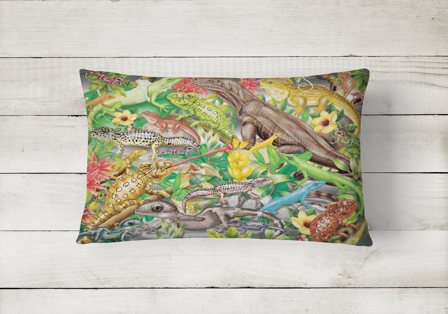 Lizard Jungle Canvas Fabric Decorative Pillow PRS4047PW1216 by Caroline's Treasures