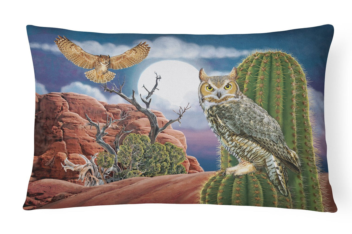 Great Horned Owl In The Desert Canvas Fabric Decorative Pillow PRS4052PW1216 by Caroline&#39;s Treasures