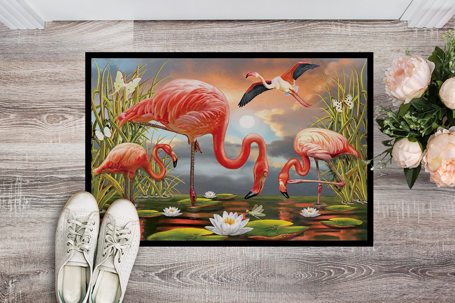 Flamingos Indoor or Outdoor Mat 24x36 PRS4054JMAT by Caroline's Treasures