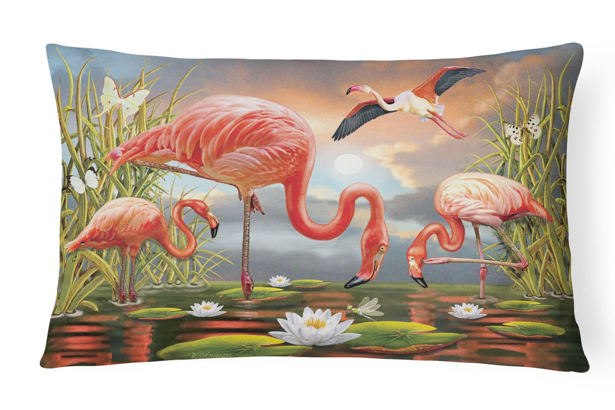 Flamingos Canvas Fabric Decorative Pillow PRS4054PW1216 by Caroline&#39;s Treasures