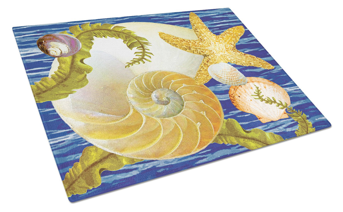 Cut Nautilus And Starfish Glass Cutting Board Large PRS4056LCB by Caroline&#39;s Treasures