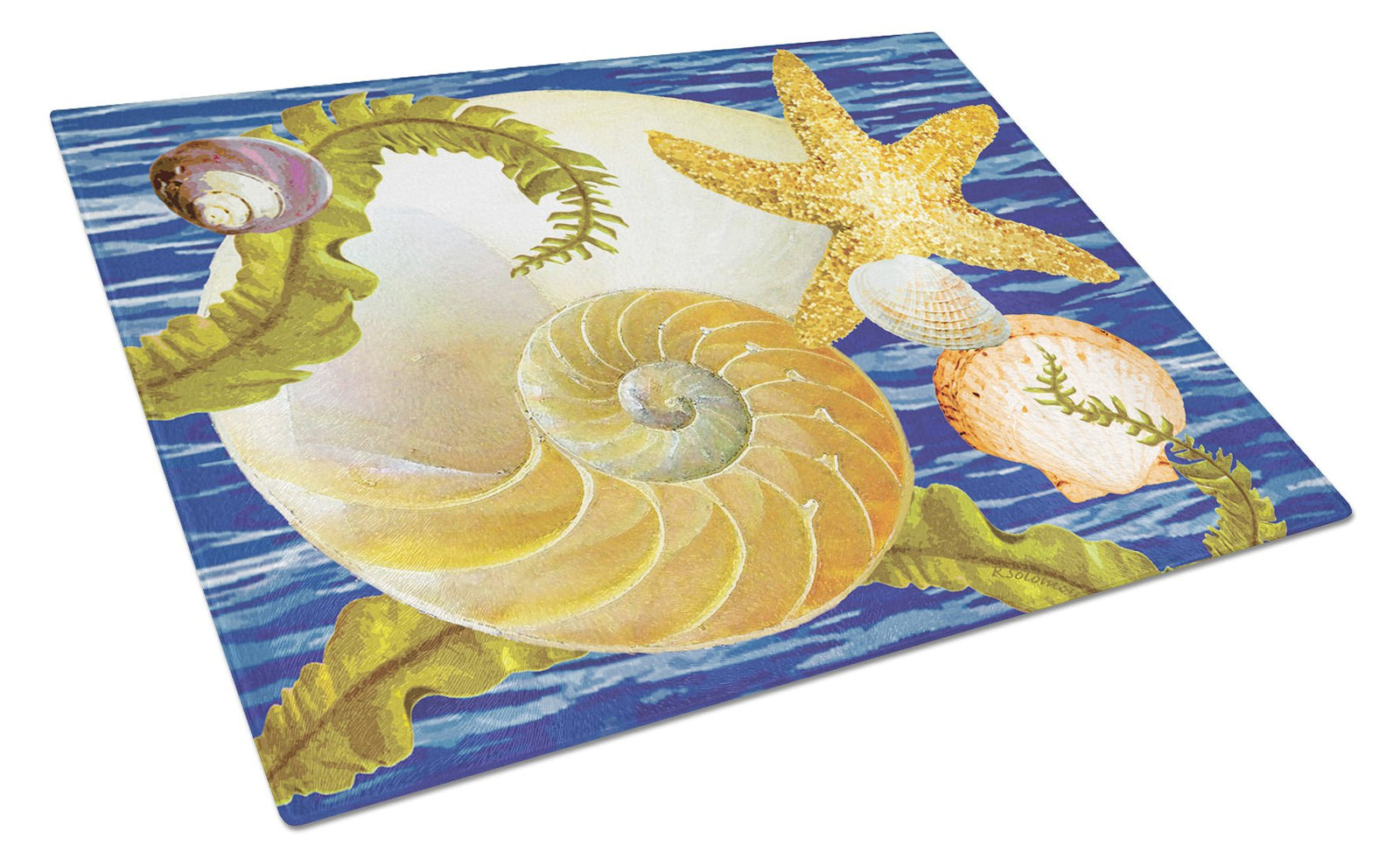 Cut Nautilus And Starfish Glass Cutting Board Large PRS4056LCB by Caroline's Treasures