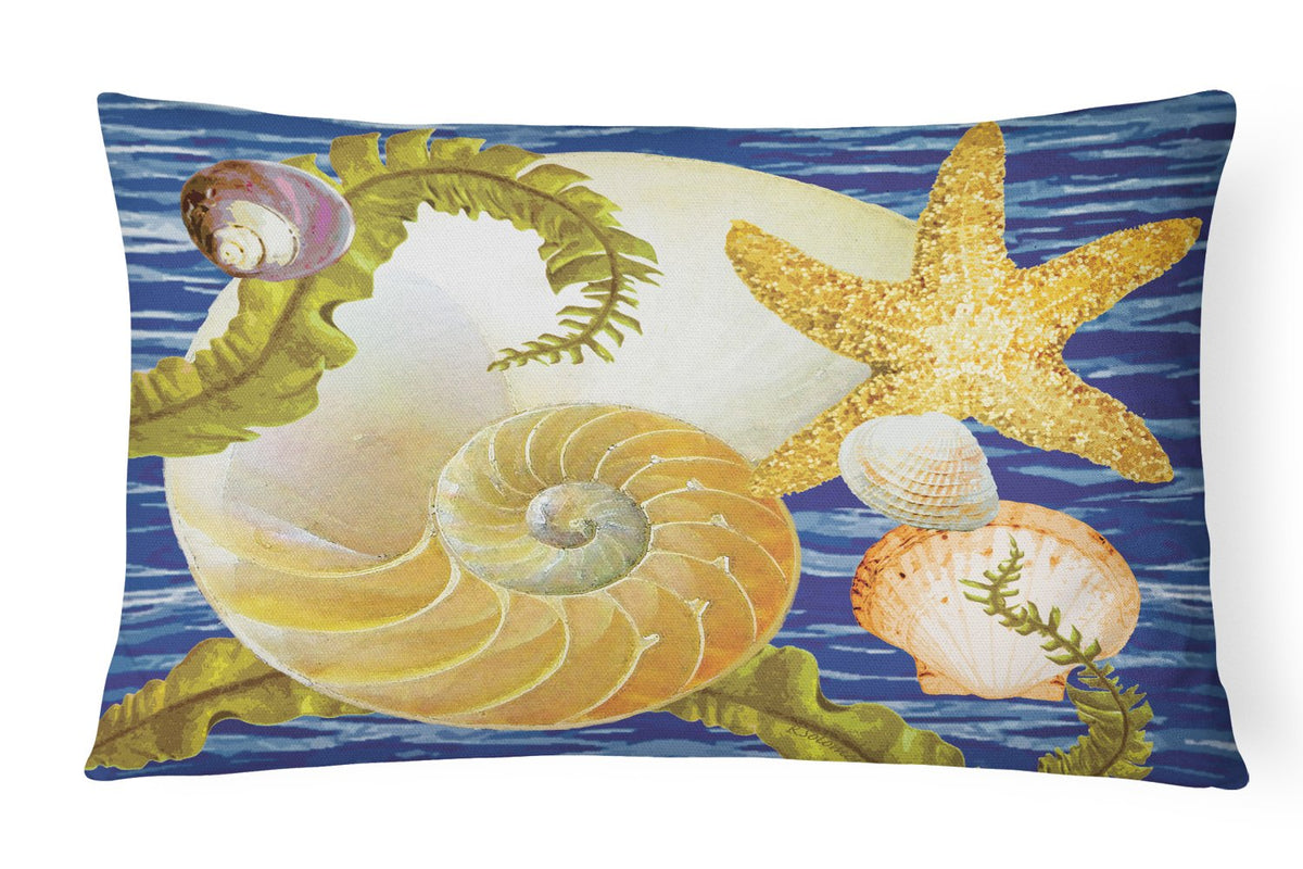 Cut Nautilus And Starfish Canvas Fabric Decorative Pillow PRS4056PW1216 by Caroline&#39;s Treasures