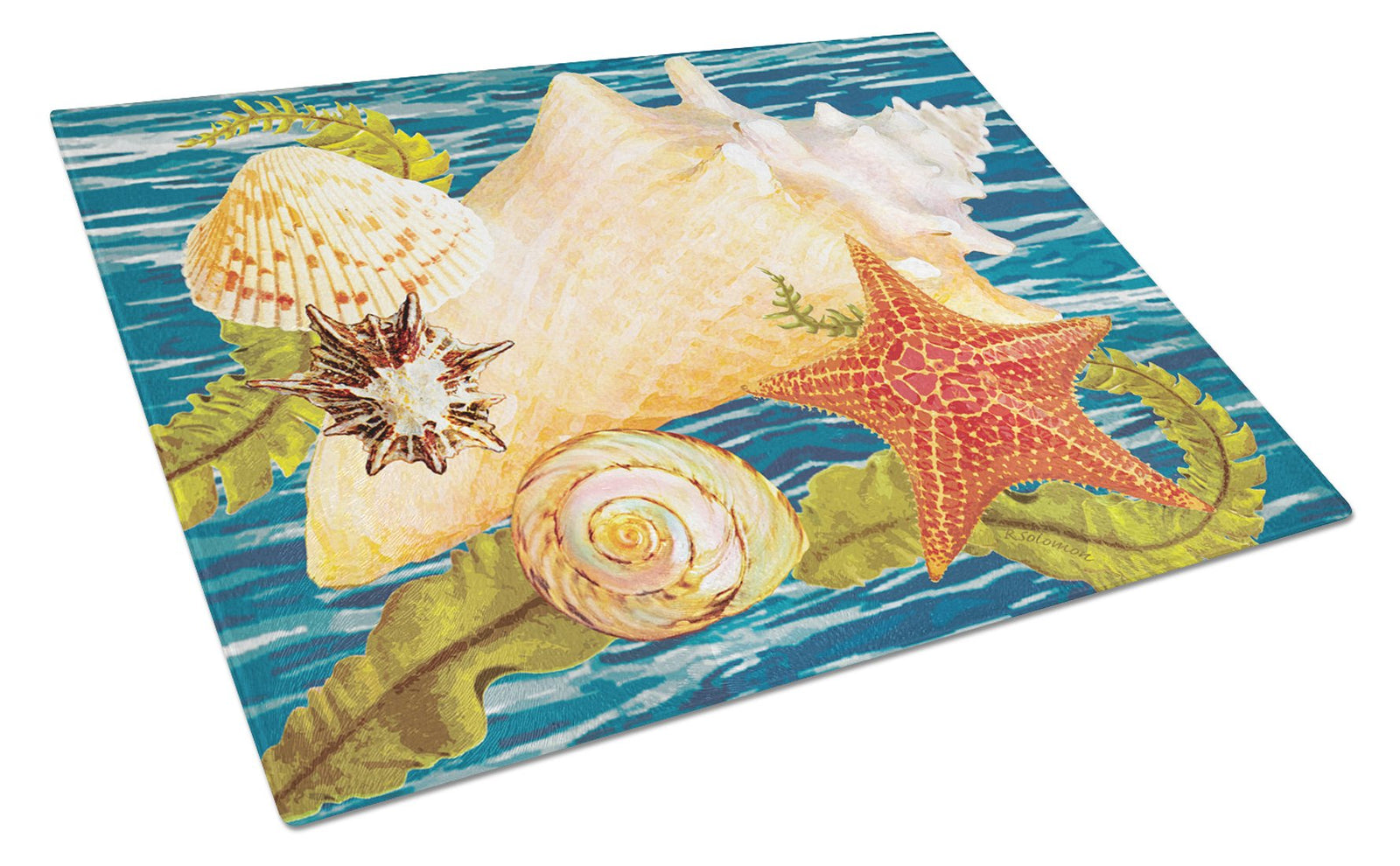 Conch Starfish And Cockle II Glass Cutting Board Large PRS4057LCB by Caroline's Treasures