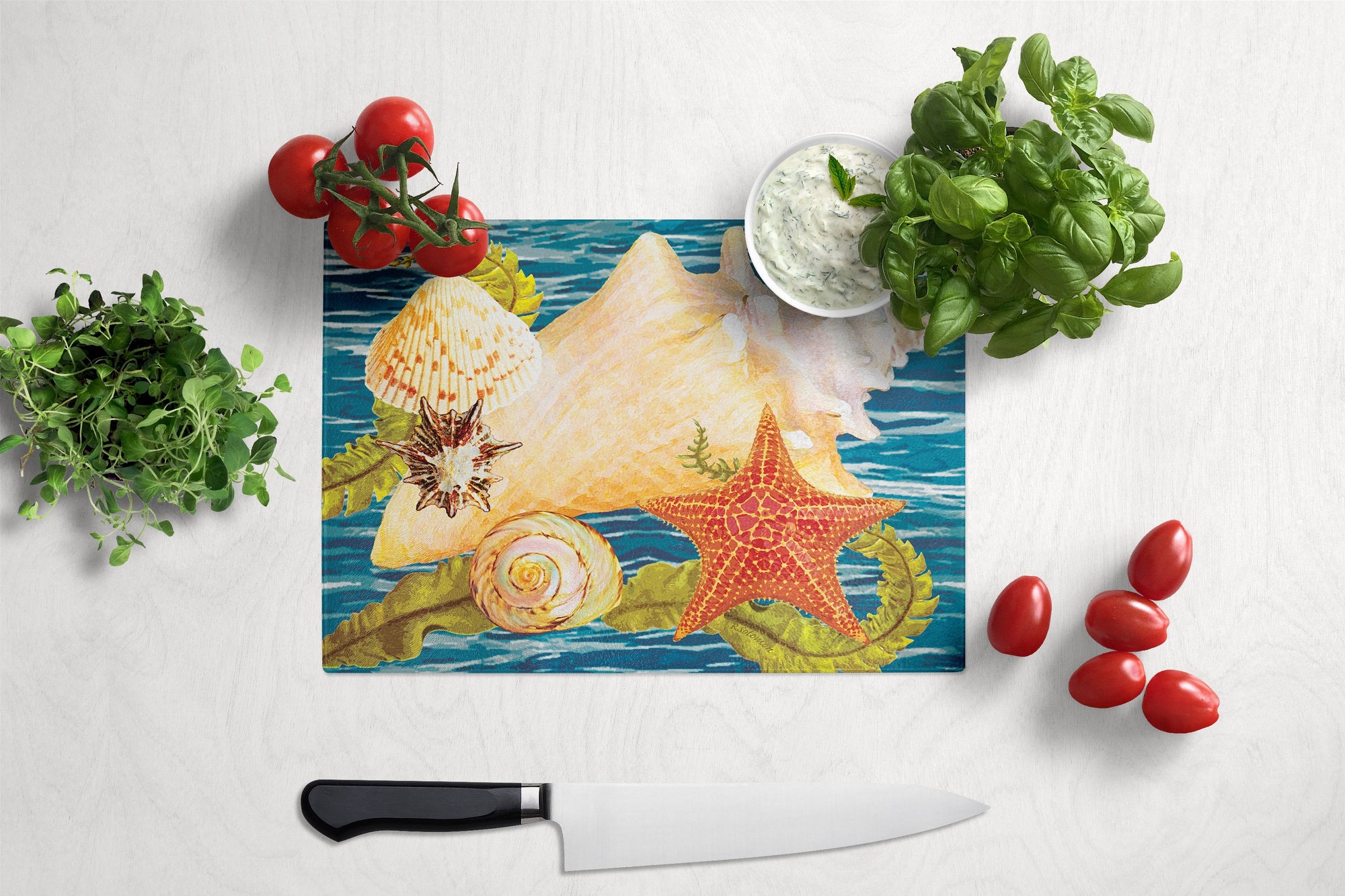 Conch Starfish And Cockle II Glass Cutting Board Large PRS4057LCB by Caroline's Treasures